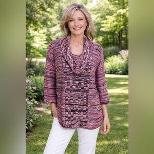 Kim Rogers Multicolor Cowl Neck Sweater L